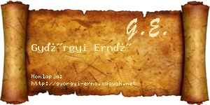 Györgyi Ernő névjegykártya